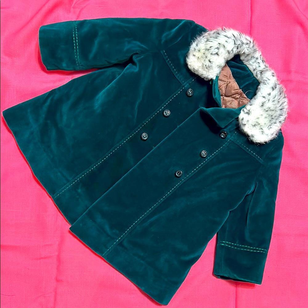 Vintage Little nugget 1950 teal faux Fur double breasted velvet